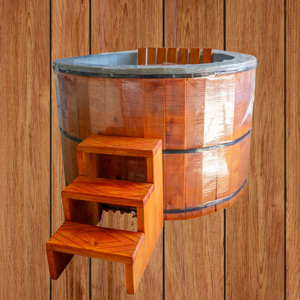 Tinaja de Madera Redonda con Fibra de Vidrio | Tinajas Calientes Chile