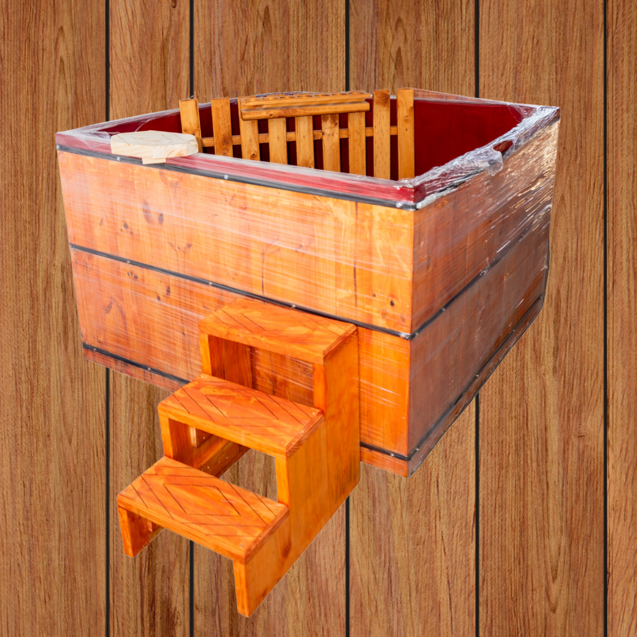 Tinaja Cuadrada de Madera con Fibra de Vidrio | Tinajas Calientes Chile