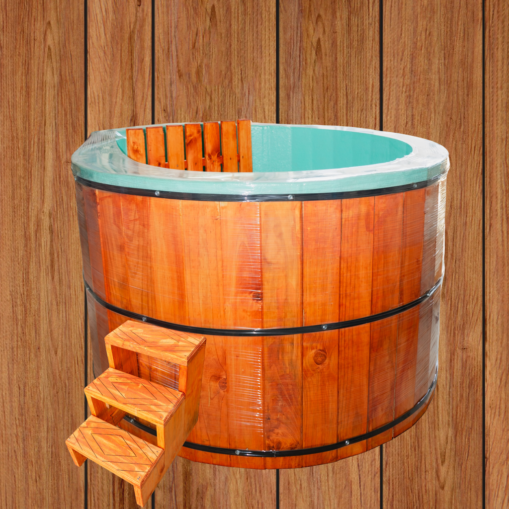 Tinaja de Madera Redonda con Fibra de Vidrio | Tinajas Calientes Chile